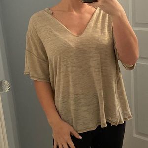 Free People Tan Flowy Tee